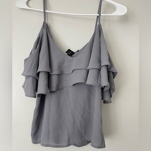 Shoulder cutout blouse, grey